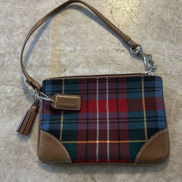 COACH Plaid & Leather Wristlet - Picture 3 of 6